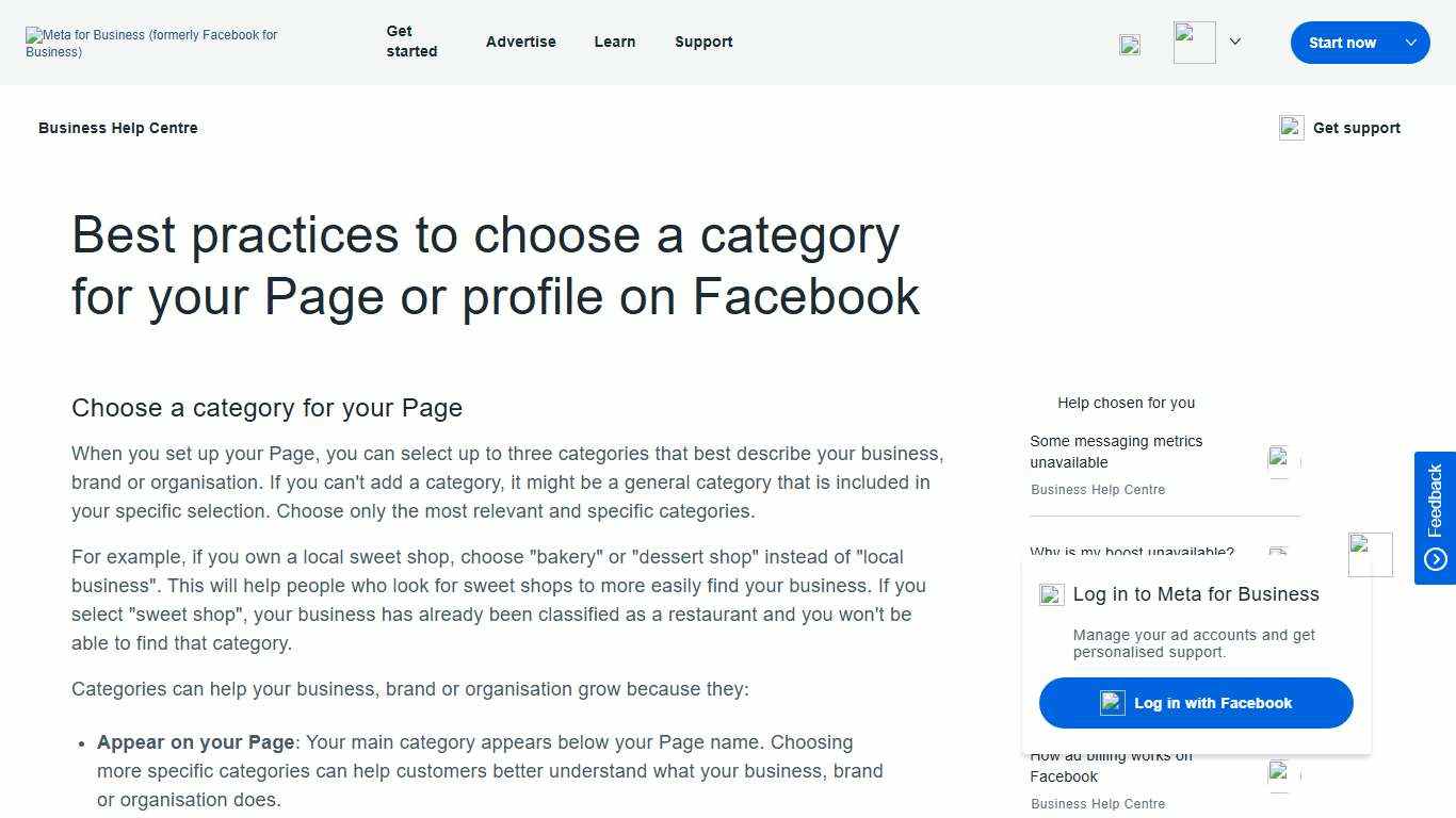 Best practices to choose a category for your Page or profile on Facebook Meta Business Help Centre
